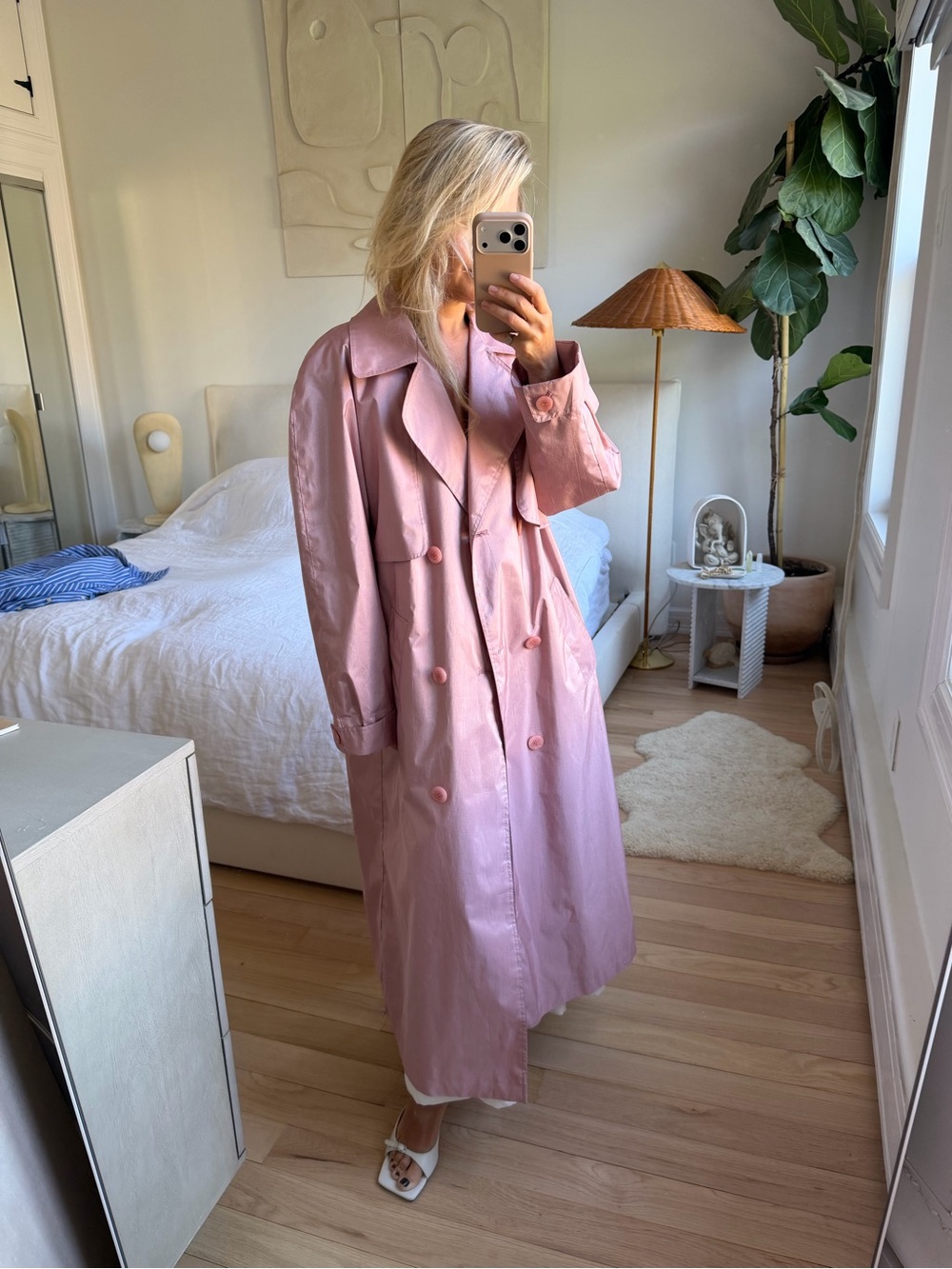 Pink British Mist Vintage Trench Coat Size 6 Petite